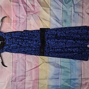 City Triangles Royal Blue Black Lace Halter Dress Size 1 New With Tags